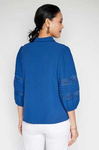 Eve Solid Straight Top, Navy Blue, image 5